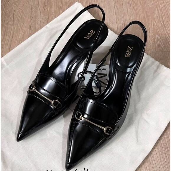 ZARA Black Embellished Slingback Shoes NWT | Blogger Favorite - Picture 14 of 17